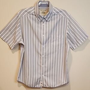 DKNY Men's Striped Button-Down Shirt - White and Black